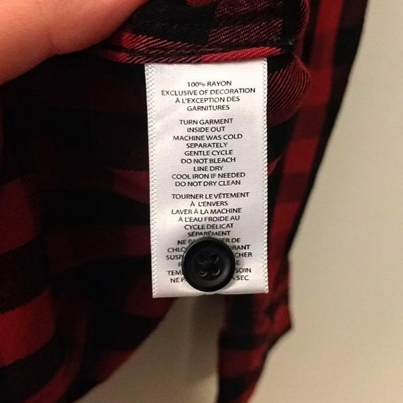 5/$30 BeachLunchLounge Red Buffalo Plaid Embroidered Button Up Longsleeved Shirt - Picture 6 of 6